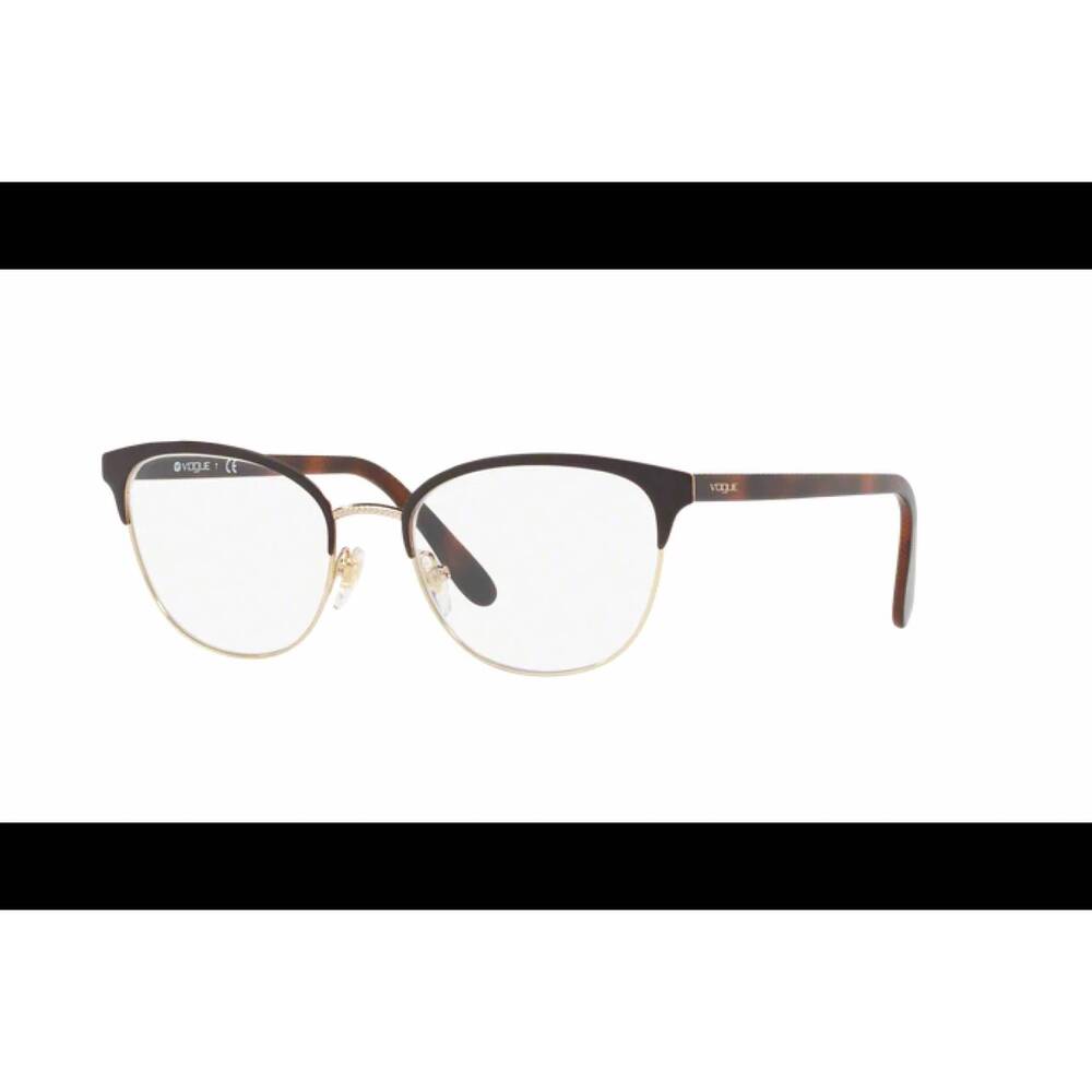 NEW VOGUE EYEWEAR women's vo4088 clubmaster eyeglasses in brown pale gold